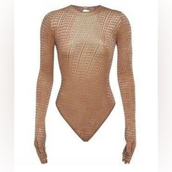 NWT SKIMS Velvet Gloved Chai Logo Bodysuit - Picture 1 of 4